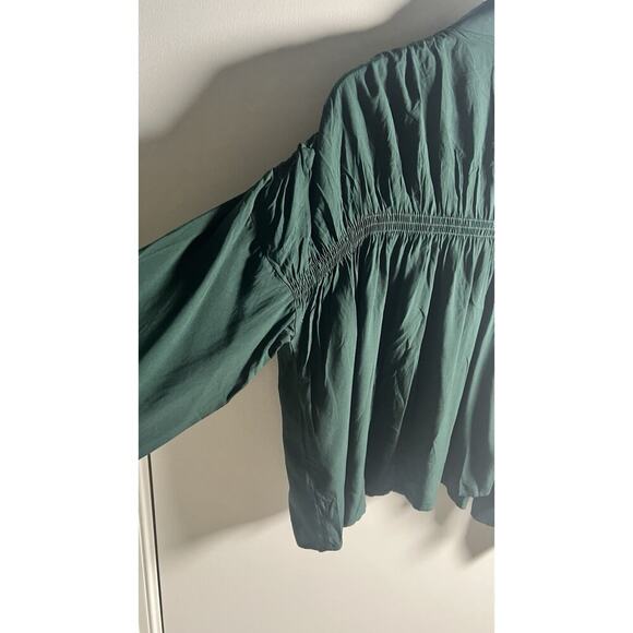 Andree By Unit Small Green Long Sleeve Button Down Stretch Detail Career Blouse - Picture 5 of 10